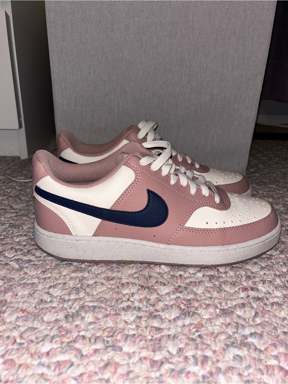Nike Pink, White & Navy Low-Top Sneakers